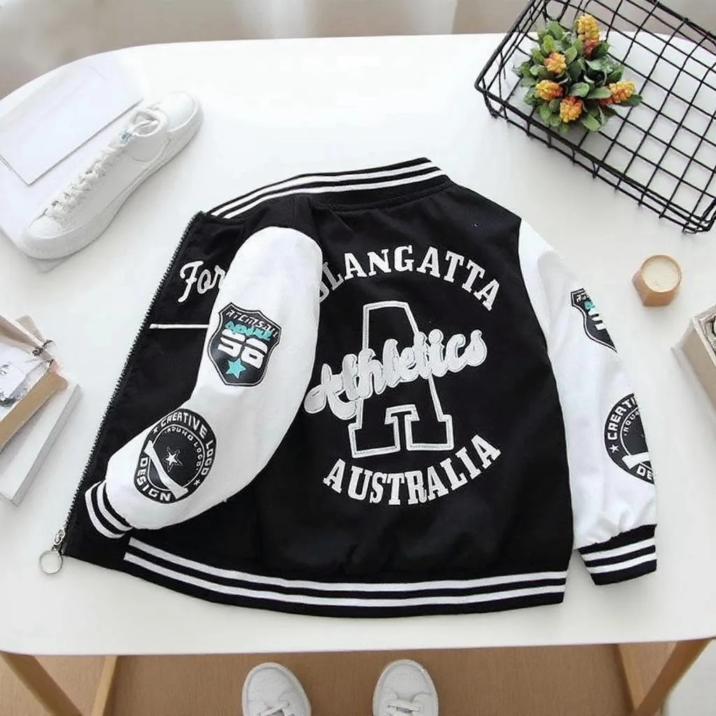 

Boys Baseball Jackets Autumn Spring Kids Letter Print Windbreaker Coats Children Clothing Teen Sports Casual Outerwear 2-12 Year