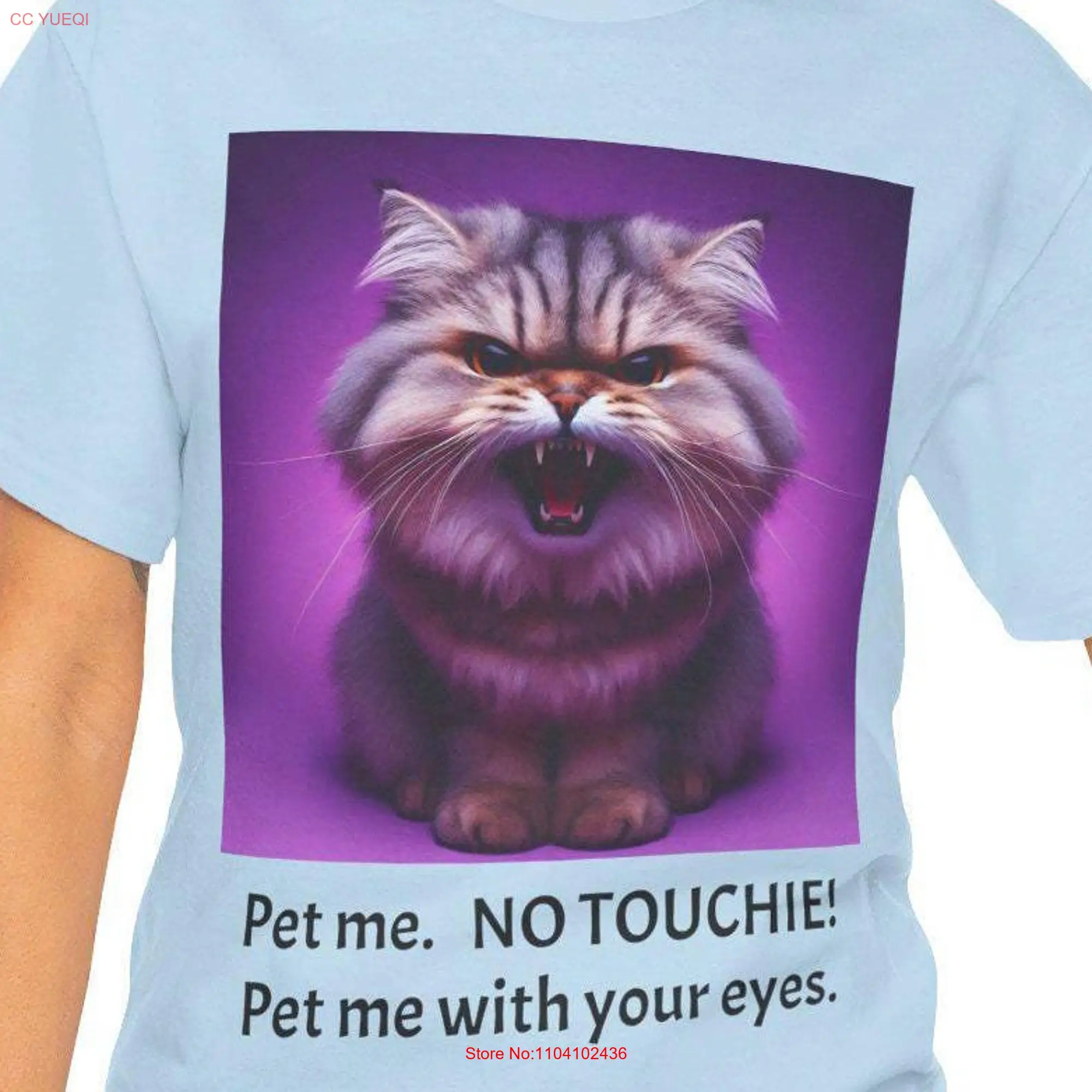 Pet Me With Your Eyes Hilarious Cat T Shirt Owner Fickle Feline Difficult Needy Birthday Coworker long or short sleeves