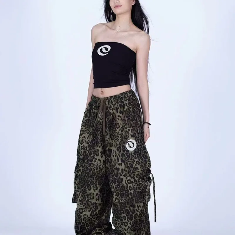 

American Spice Girls Leopard Print Snake Print Wide Leg Pants Women's Summer 2025 New Loose and Versatile Hip Hop Casual Pants