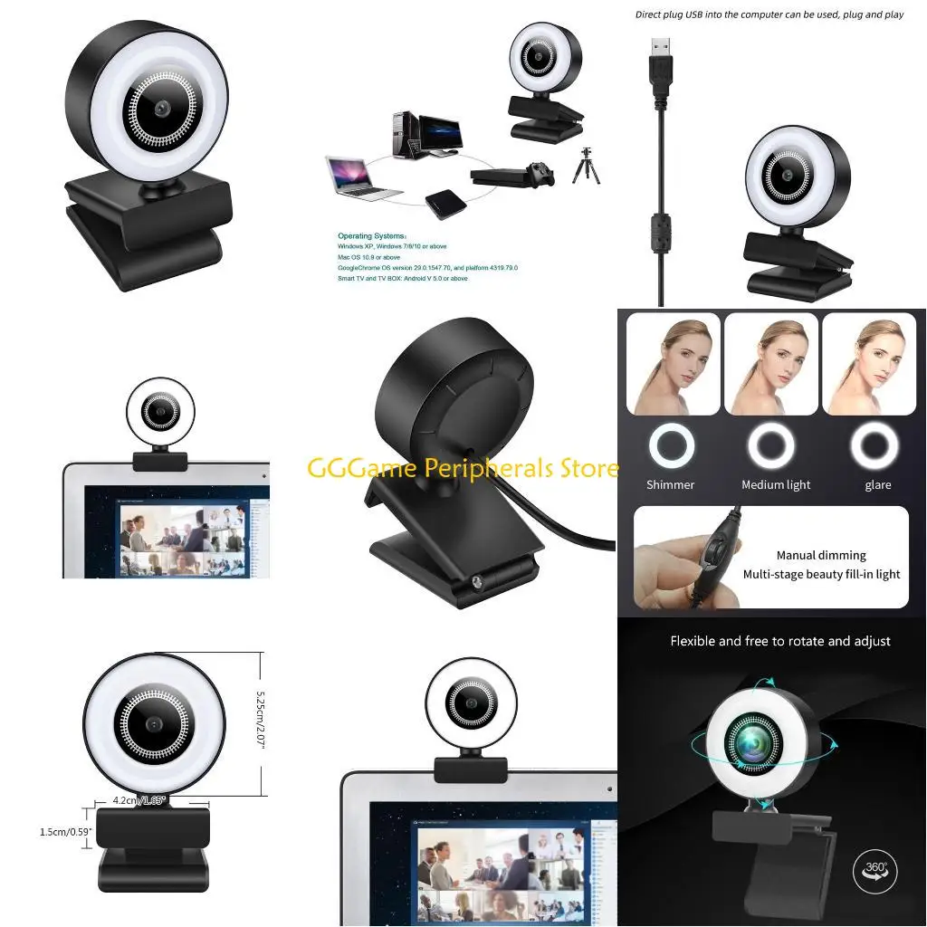 

U55B PC Computer 1080p Fixed-Focus High Webcam Double Noise Reduction Microphone