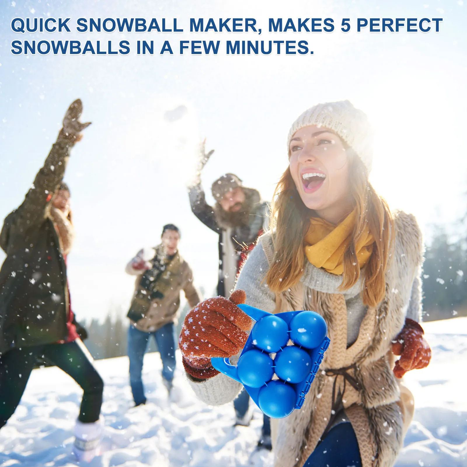 

2Pcs and Adults Ergonomic Handle Quick 5-in-1 Snow Ball Mold Outdoor Winter Activity Tool Anti-Slip