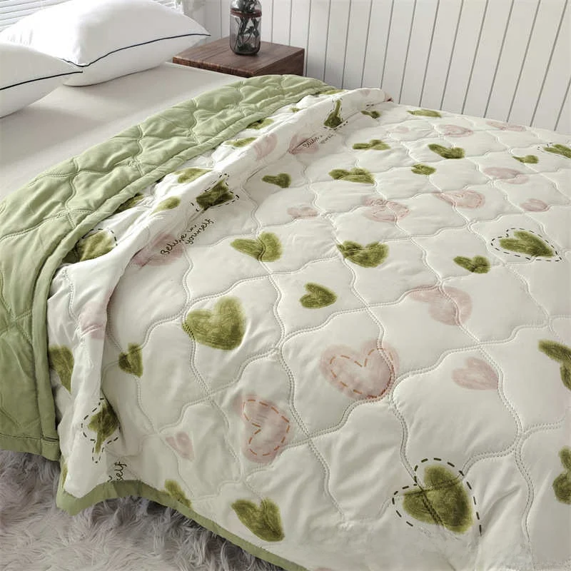 Pure Cotton Thin Quilt Machine Washable Summer Cooling Blanket Single Double Size Spring Autumn Use Child Friendly Light Weight