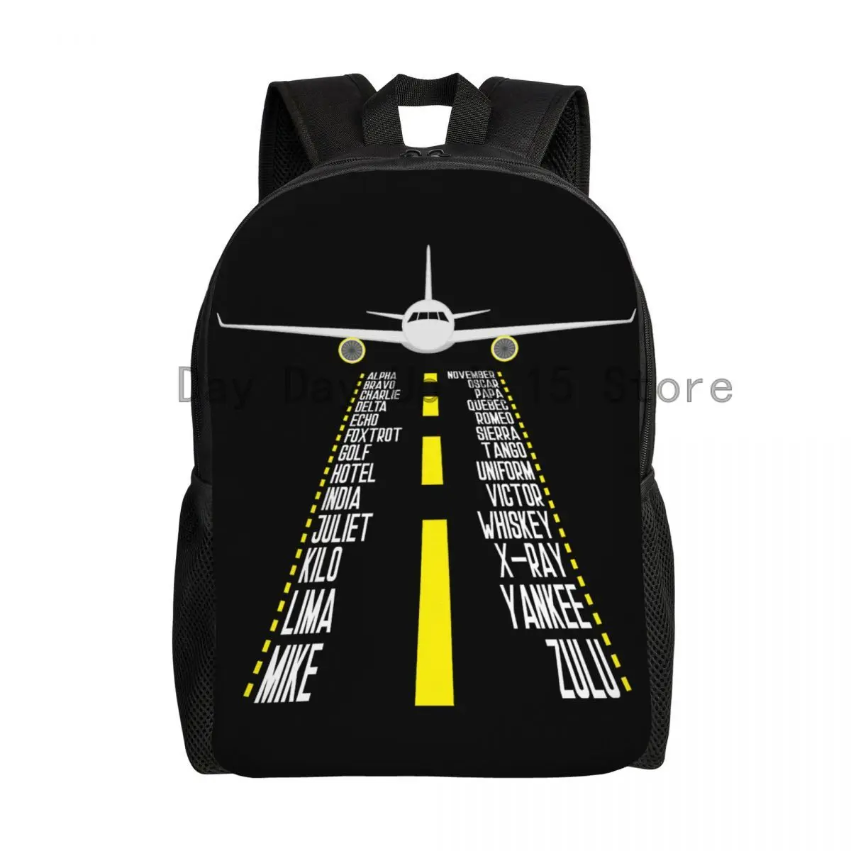 Pilot Alphabet Aviation Aircraft Gift Laptop Backpack Women Men Fashion Bookbag for School College Student Airplane Aviator Bags