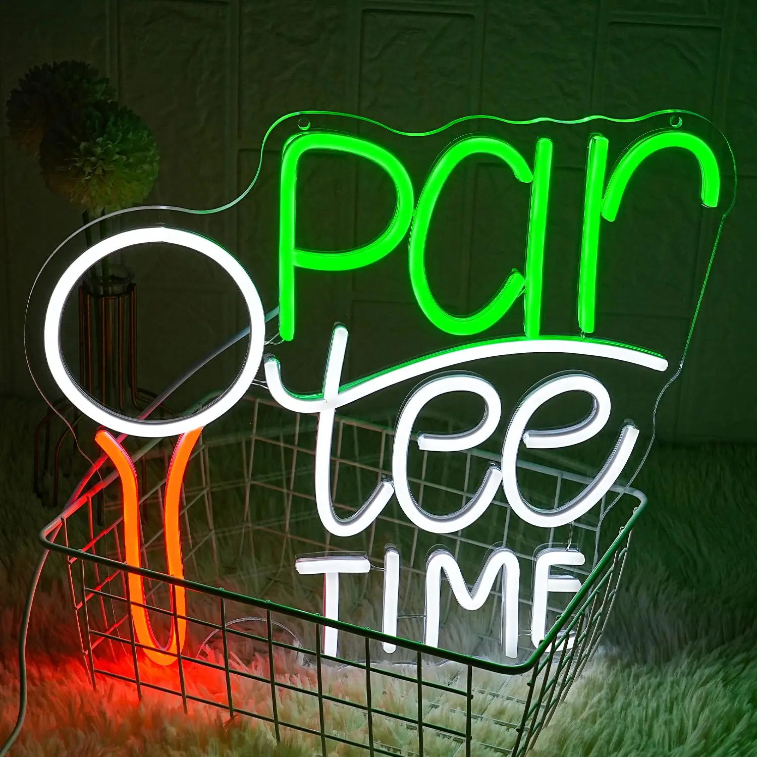 

Гольф-светильник Par Tee Time Golf Светодиодная неоновая вывеска Мяч для гольфа Светодиодный неоновый свет для гольф-клуба Спортивная комната Украшение места на соревнования
