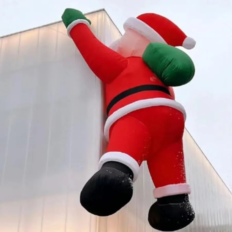 

Outdoor Christmas decoration: inflatable climbing Santa Claus, PVC material, red and white, built-in LED lights, 6.5FT tall, fo