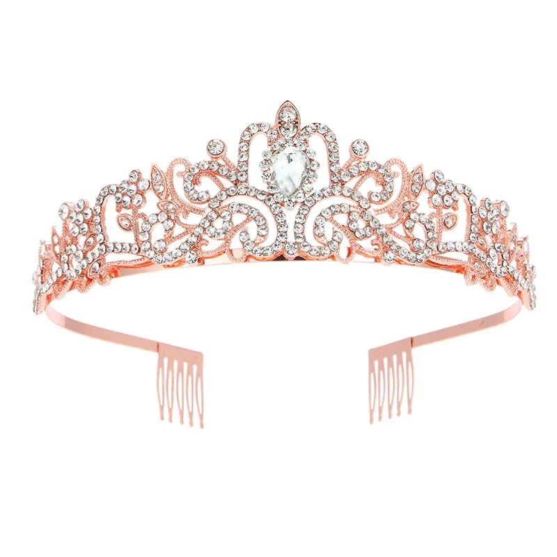 Rose Gold Fashion Crown Headpiece Hair Accessories Wedding Birthday Party Crown Decorations Increase the Sense of Atmosphere