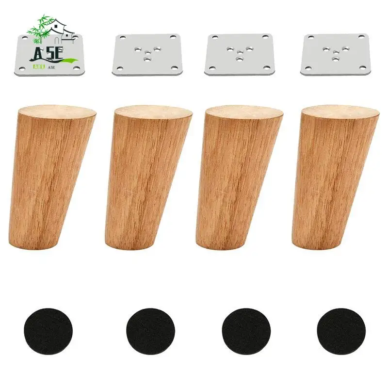 

A05E-деревянные 4-дюймовые конические мебельные ножки, набор из 4 круглых однотонных незавершенных сменных ножек для дивана середины века для дивана