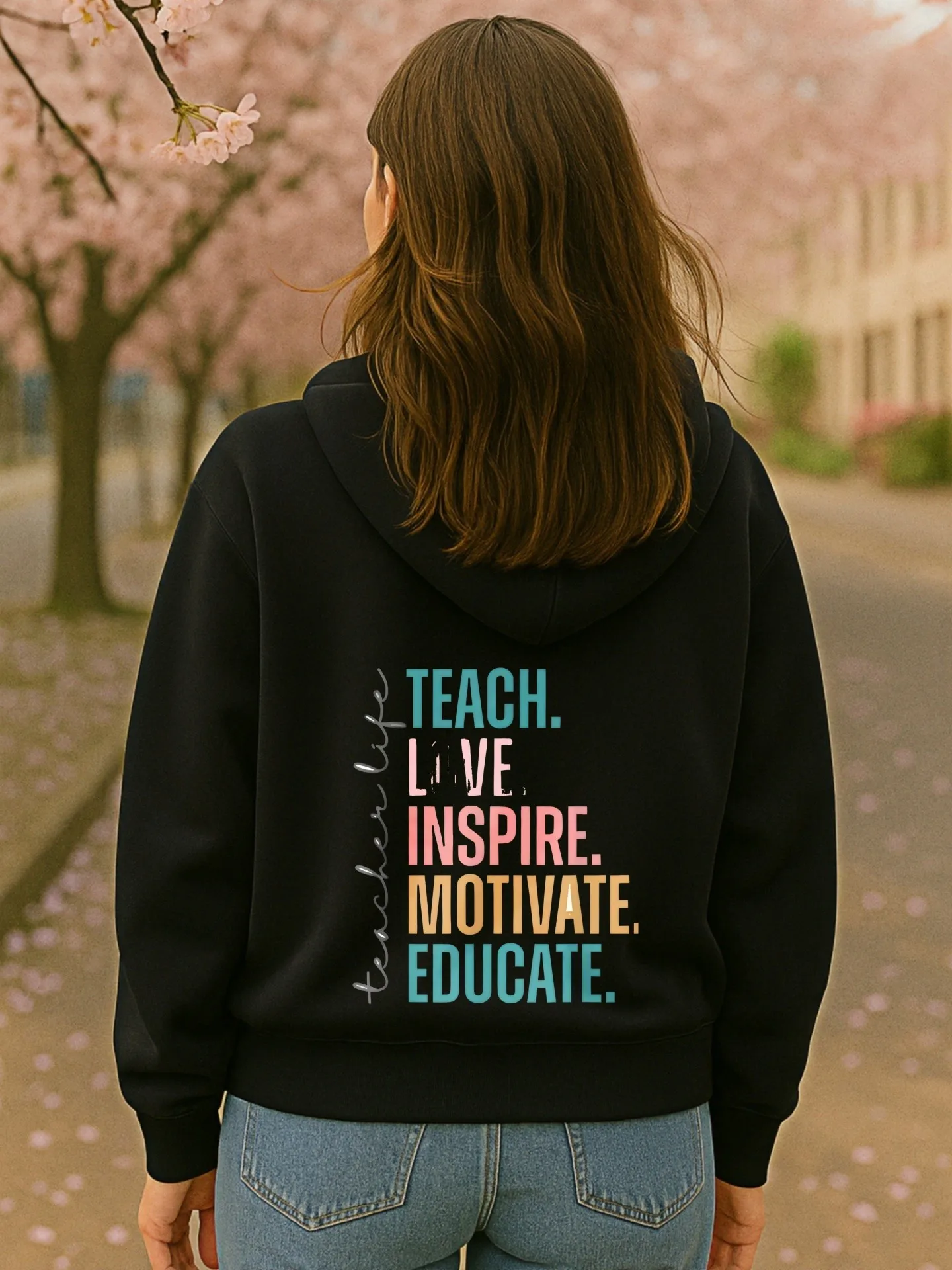 Graphic Hoodie Women, Letter - Print Aesthetic Design, Casual Everyday Wear, Soft Fabric, For Teens