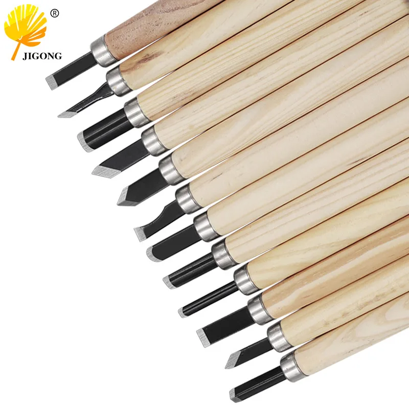 12 pcs pine carving knives, pine manganese steel woodcut carving set, student art rubber stamp carving knives