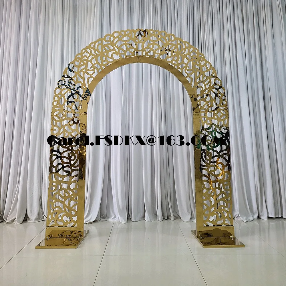 

FSDKX Golden Mirror Exquisite Arch Wedding Backdrop Wedding Arch Stand Backdrop Wedding Event Stage Backdrop