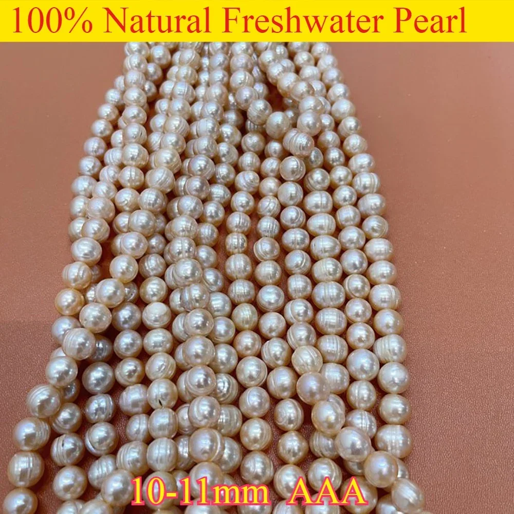 10-11mm AAA Natural White Purple Orange Freshwater Silky Smooth Pearl Round Bead Jewelry Make DIY Necklace Bracelet Accessories