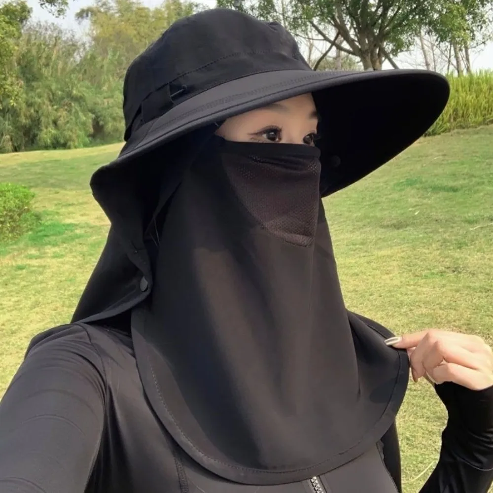 

Balaclava Hat Caps Mask Set Sunscreen Sun Hat Wide Brim Sun Protection Bucket Hat Visor Neck Flap Fisherman Hat Climbing