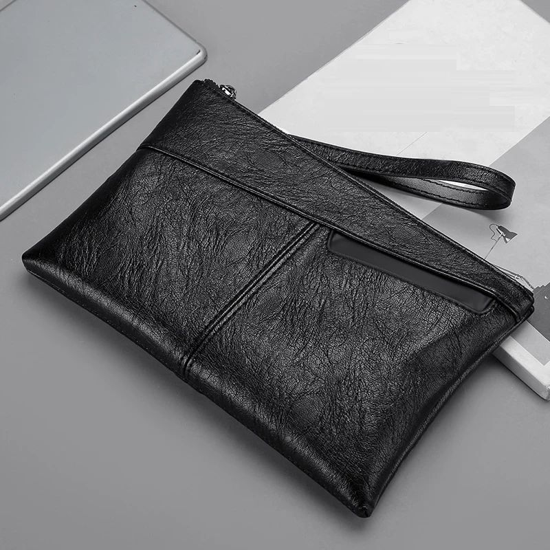 

Classic Men’s Business Bag PU Leather Black Clutch Purse Bags Envelope Clutches for Men