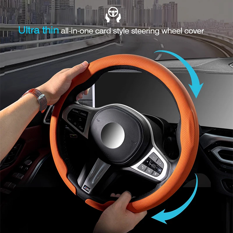 

Car Leather Ventilate Anti-Slip Steering Wheel Cover For Mitsubishi Lancer Outlander Eclipse Pajero Space I200 ASX Delica Colt