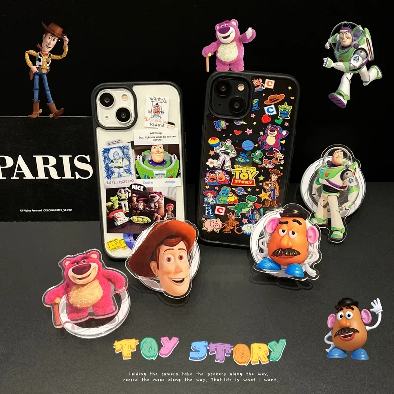 Disney Toy Story Woody Buzz Lotso Magnetic Bracket Magsafe Wireless Charge Phone Case For iPhone 15 14 13 12 11 Pro Max Cover