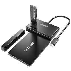 Unitek-carcasa SSD NVMe, adaptador USB C a M2 SATA para unidad de estado sólido de 2,5 