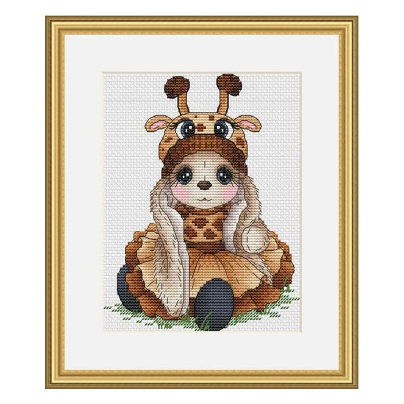 The cross-stitch set 28CT, 18CT, 14CT and 11CT can be selected as the hand-made material pack of printed fabric saga giraffe rab