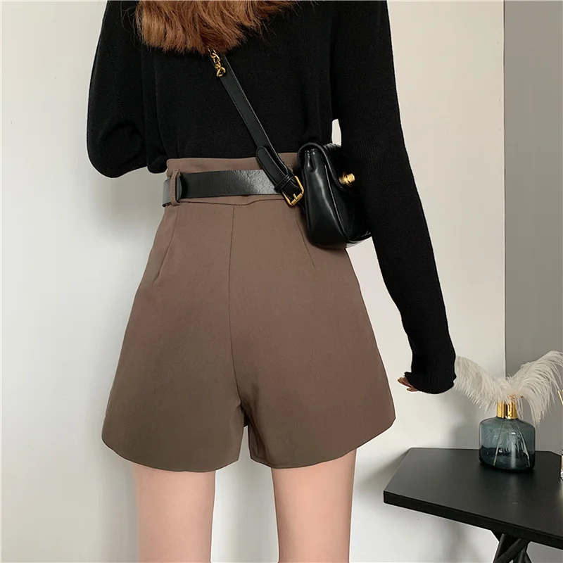 Pantaloncini Donna Estate Elegante Lady Office Gamba larga Impero Solido Stile coreano All-match Semplice quotidiano A-line Bottoms Ulzzang Mujer