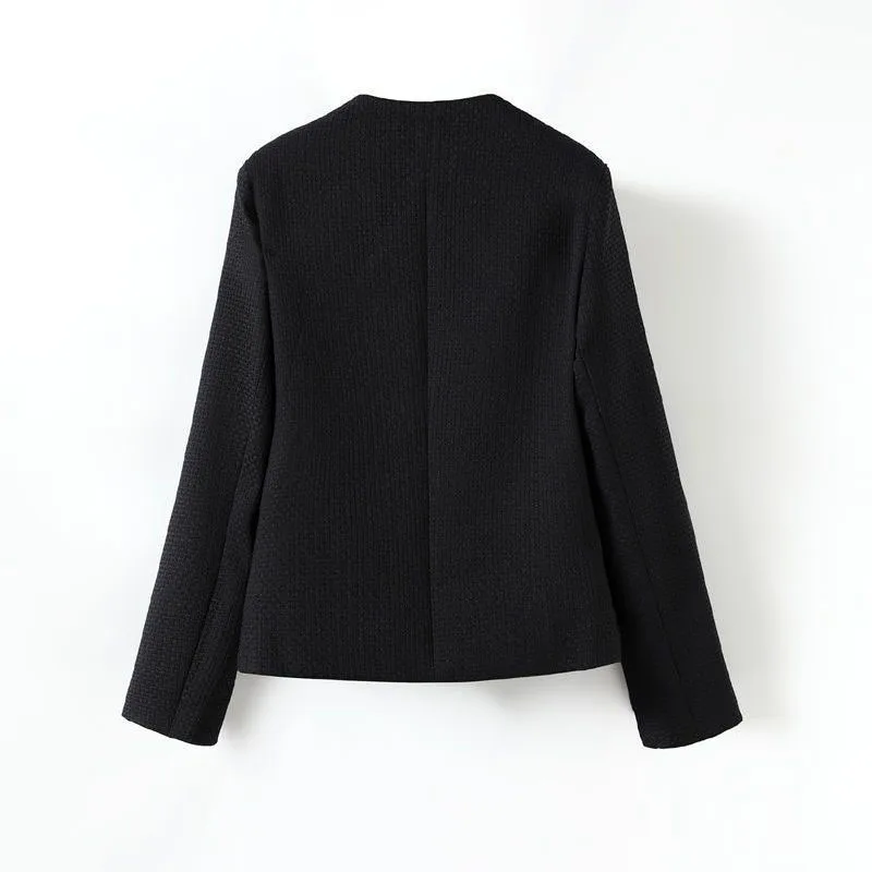 الخريف جولة الرقبة بدلة قصيرة المرأة معطف أزياء عارضة مكتب السيدات السترة الأعمال ملابس العمل الدعاوى سترة معطف ملابس خارجية سيدة