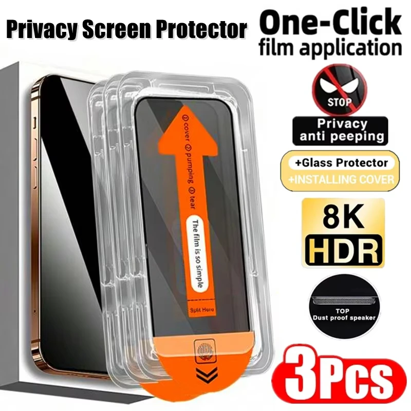 Dust Free Installation Screen Protector For Xiaomi Poco X6 Pro F3 F6 F5 Pro X4 X3NFC X5 M6 Pro M5S M4 M3 Anti-Spy Tempered Glass