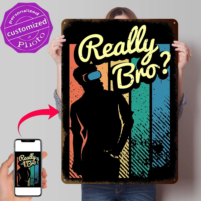 VR Virtual Reality Gaming Poster Retro 3D Printed Metal Signs Customized Wall Hanging Gift for Home Decor Ornaments Wand Deko