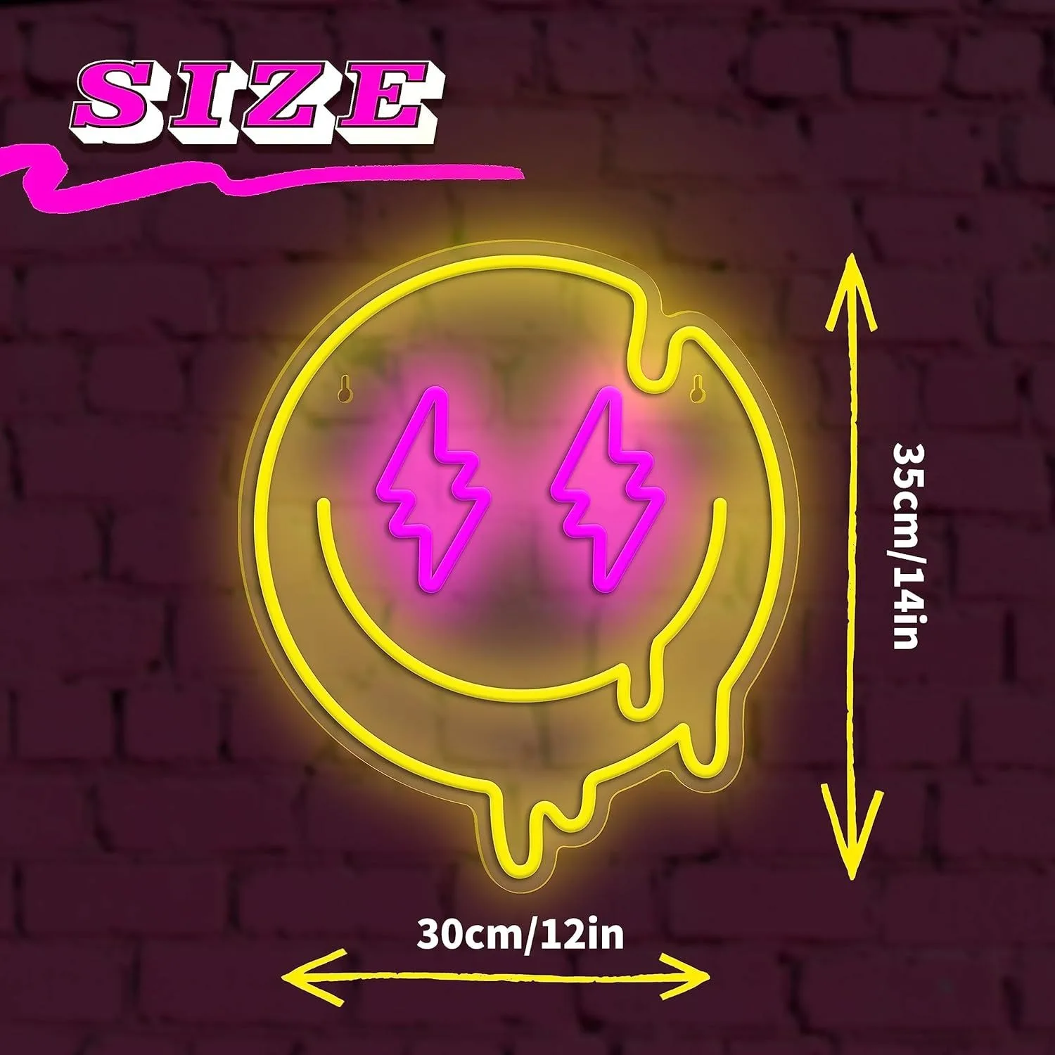 Melting Smiley Face Neon Light for Wall Decoration USB Powered LED Night Light for Bedroom Party Amusement Park Hotel Decoration