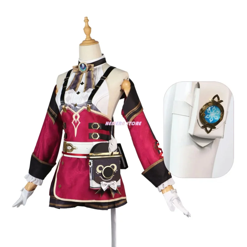 Disfraz de Charlotte Genshin Impact para mujer, uniforme, conjunto completo de Anime, disfraz de Carnaval para fiesta de juegos de rol de Halloween