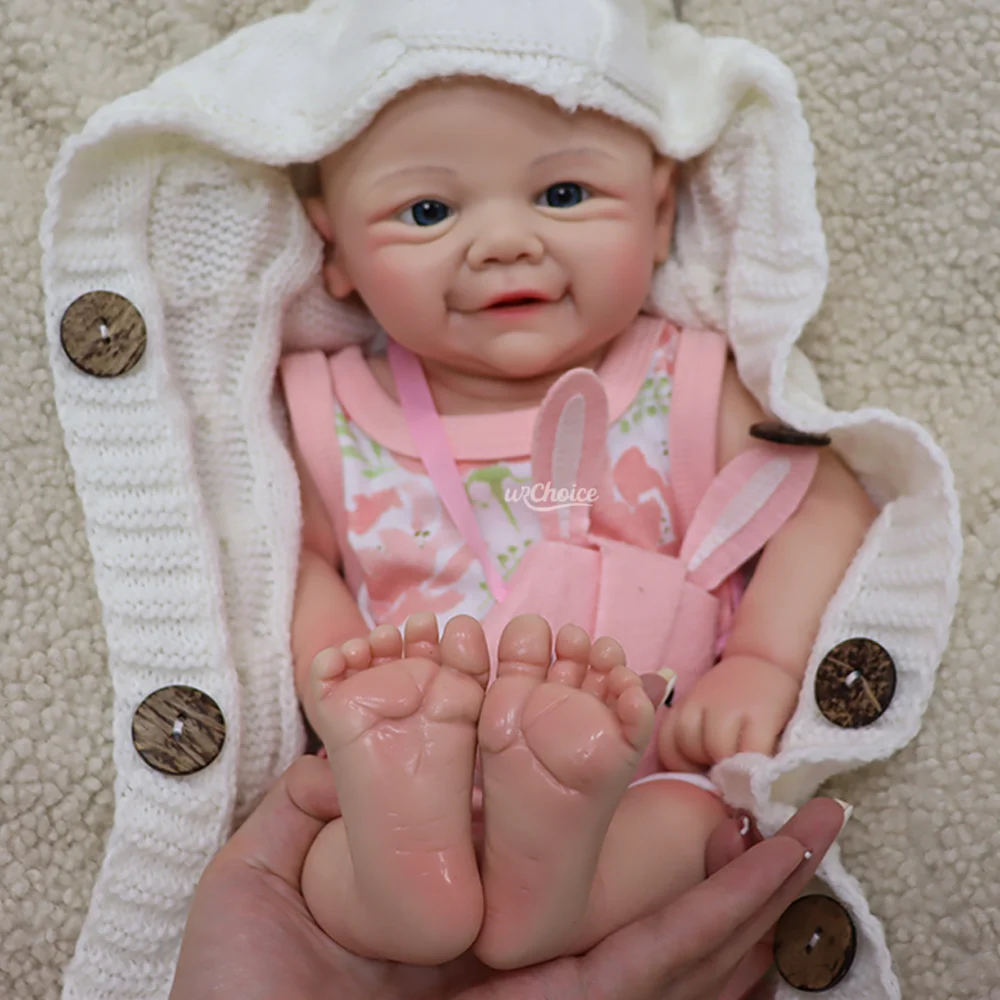세탁 가능한 17인치 실리콘 리본 베이비돌, 실물 같은 전신 실리콘 포근한 신생아 여자아이 인형, 수집가와 예술가들에게 완벽합니다