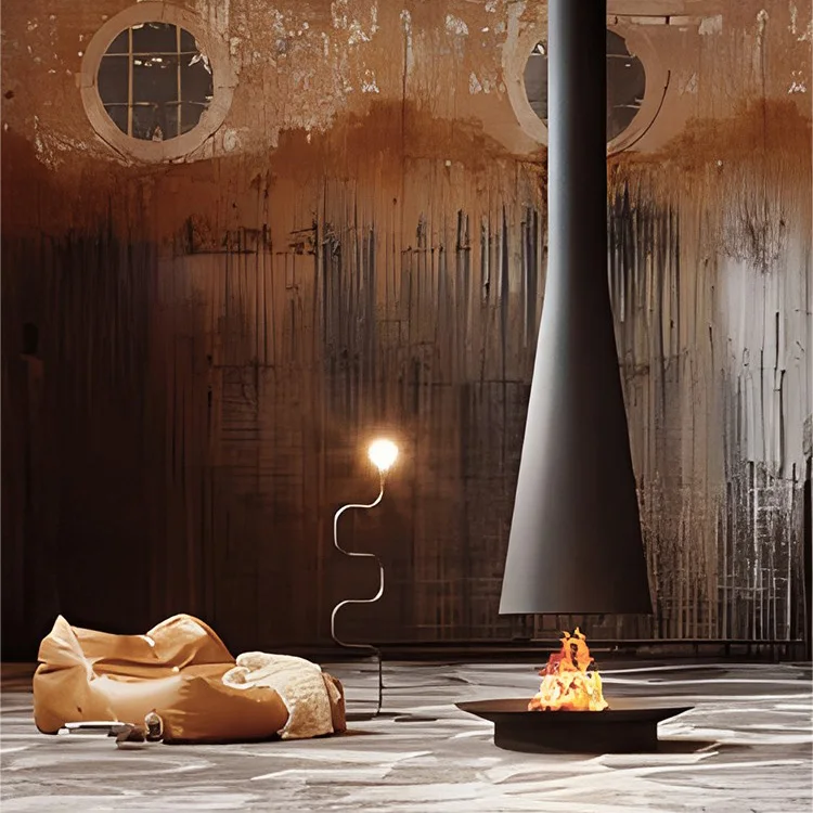 Custom-Made Metal Wall-Mounted Fireplace Ethanol Heater Indoor Villa Energy-Saving Decorative Heating view 4