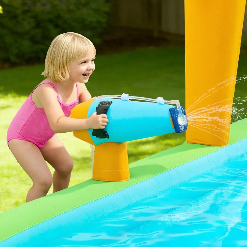 

Надувной батут-замок 13,3 x 11,4 x 8,4 футов с водной горкой, скалодромом, двойной, для двоих