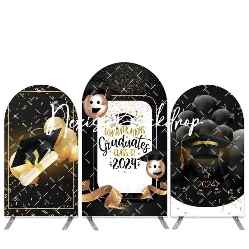 Congrats Grad Photography Arch Backdrop Background Congratulations Class of 2024 Graduation Party Decors Balloon Ribbons Banner