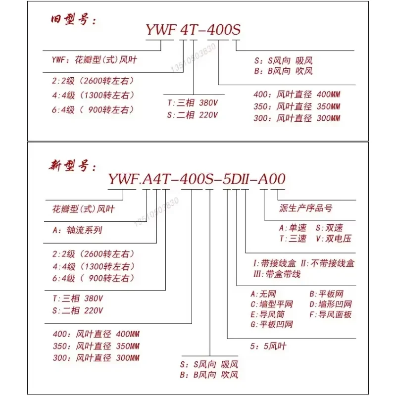 YWF.A4S A4T-500S-5DIIA00 Blade 500 Ton Force External Rotor Axial Flow Fan Motor 220380V