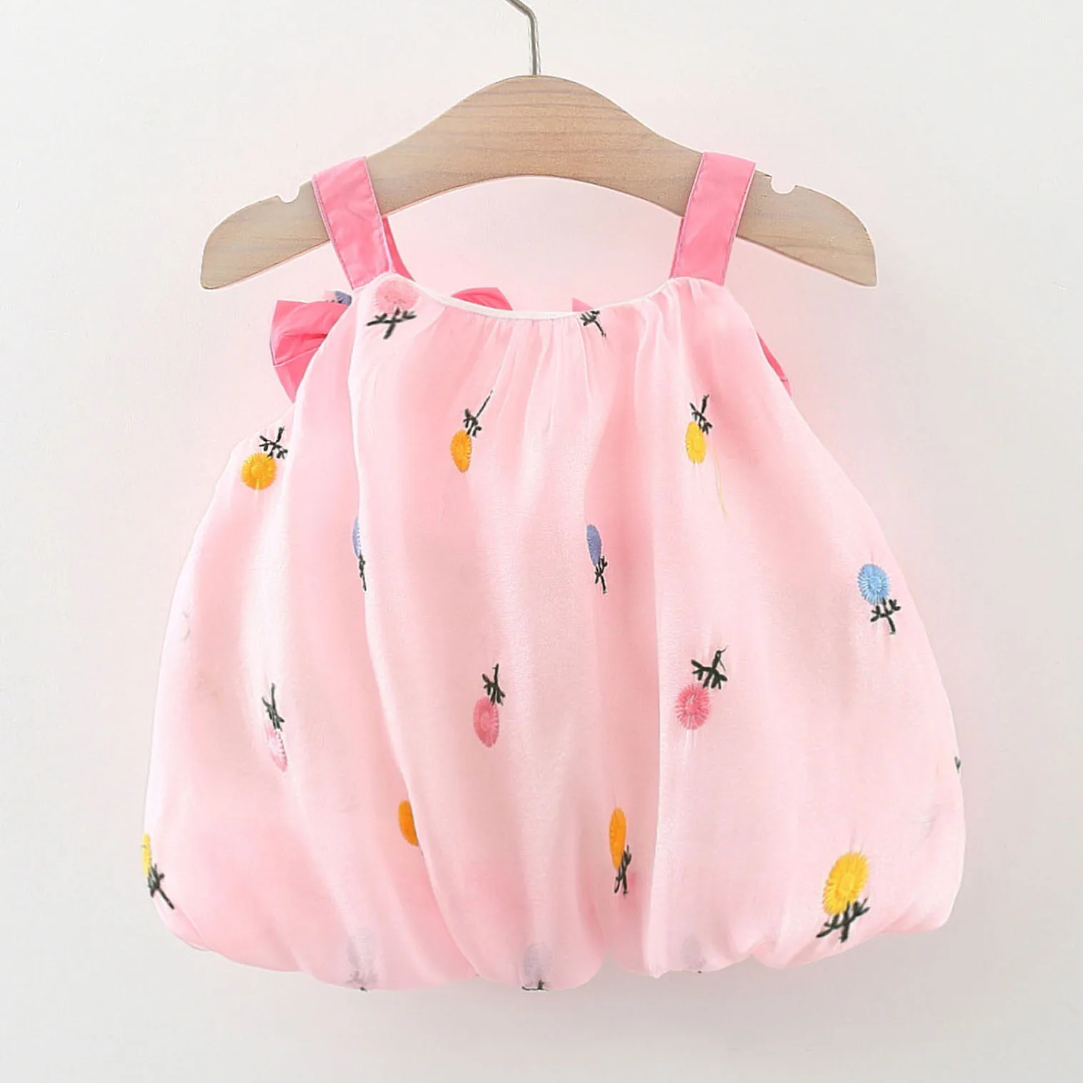 Baby Girl Dress Bow Straps Princess Dress Toddler Children Girl Clothes Sleeveless Lovely Kid Outfit Birthday Costume Girl A1066