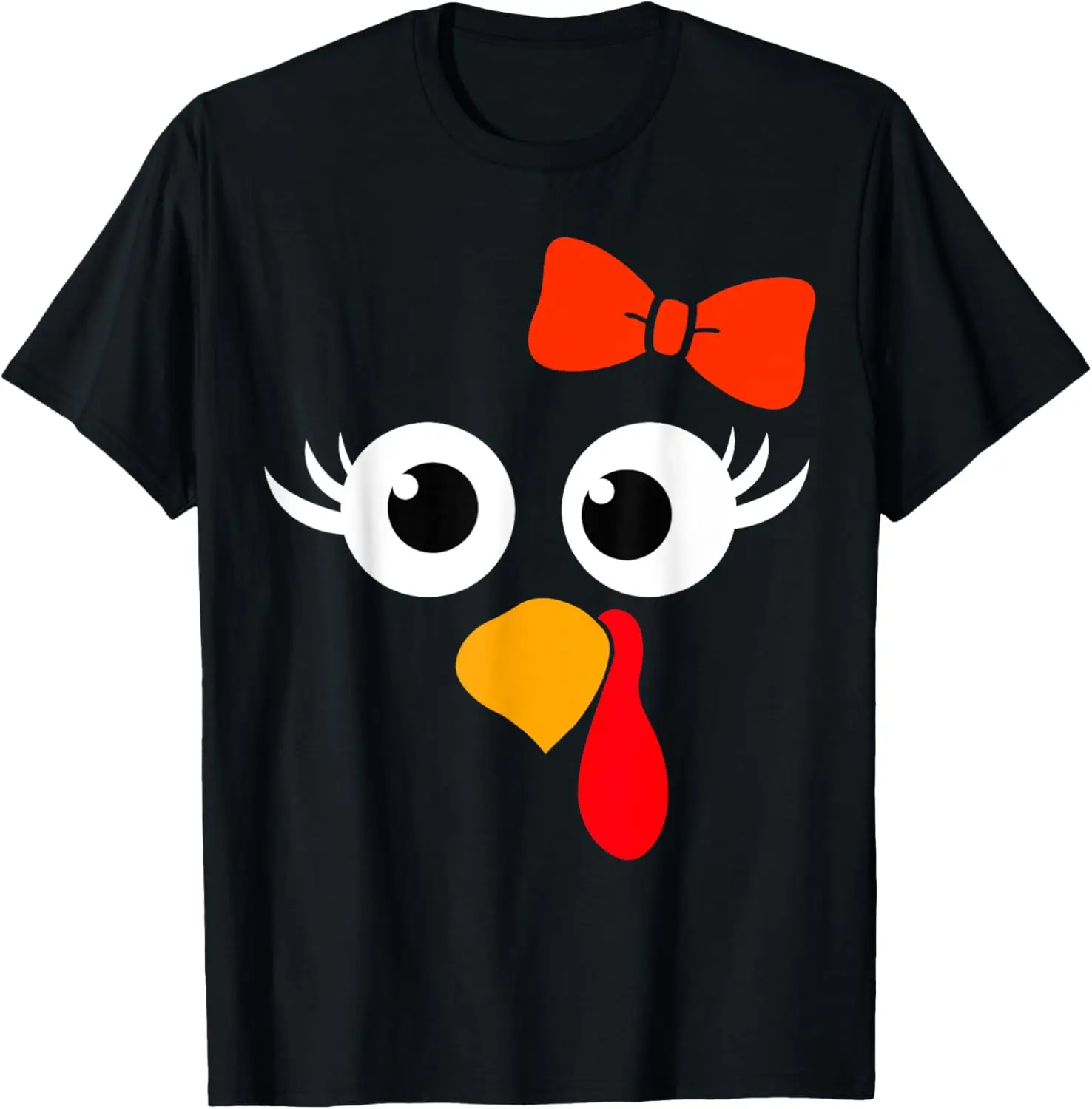 

Turkey Face Eyelashes Thanksgiving Costume Women Girl Kids T-Shirt