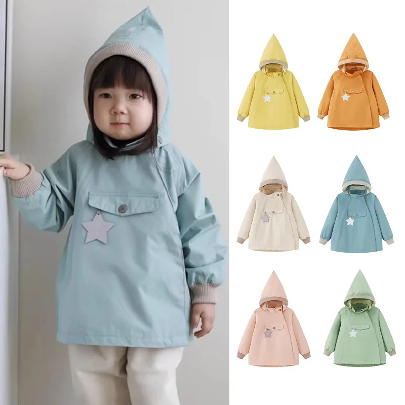 

Jenny&Dave 2023 Nordic Autumn and Winter Children's Hooded Coat Simple and Cute Boys and Girls' Charge Coat Middle and Small Chi