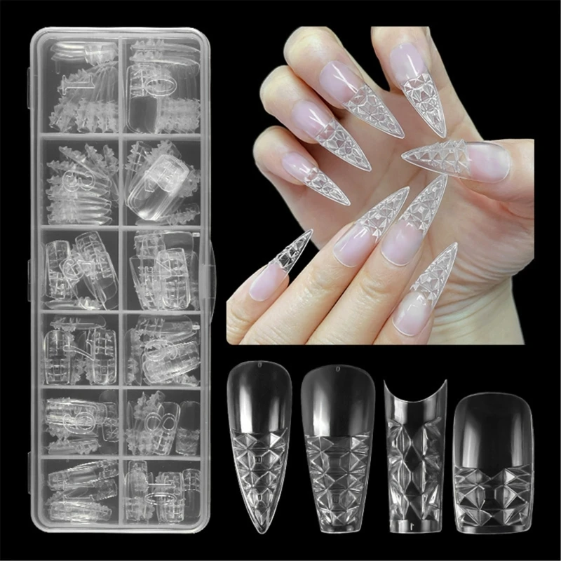 3D Vierkante Nagels Duidelijke Franse Nageltips Bruiloft Nagels Art Half Cover Valse Nagel Tips voor Acryl Extensions Drop