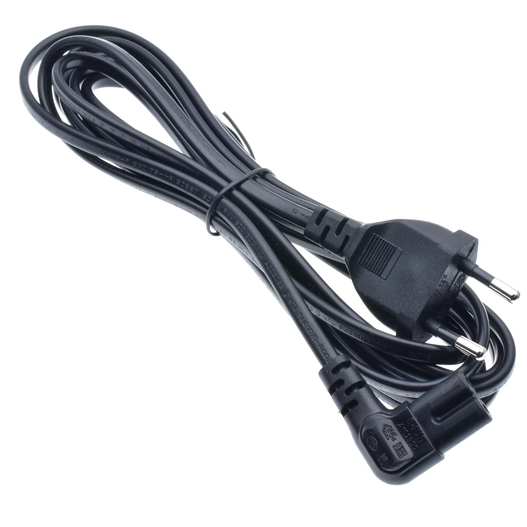 Angled European Power Cord 5M 3M EU AC power cable with angled figure 8 C7 plug for apple TV PS4 HDTV printers