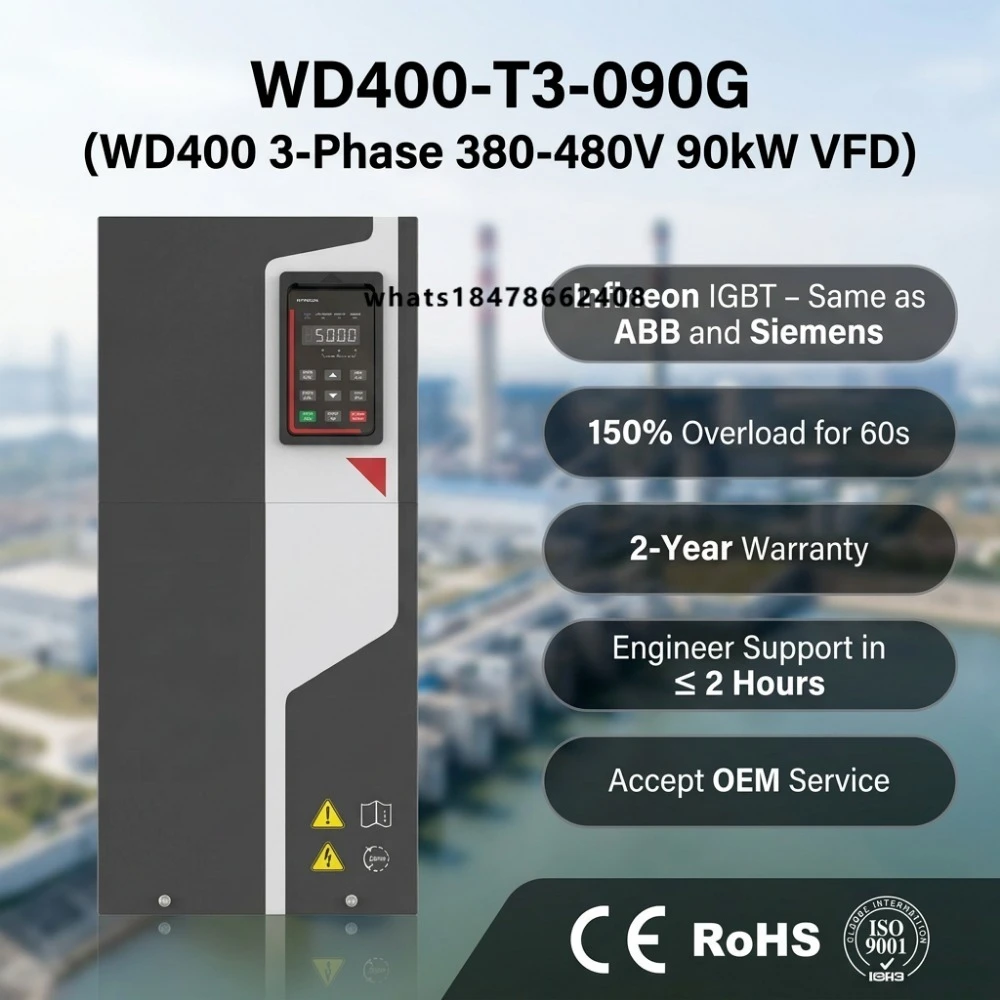 HYTECON WD400-T3-090G 90kW AC Inverter 125HP 3Phase 380V High Power Motor Drive System VFD for Industrial Project Water Station
