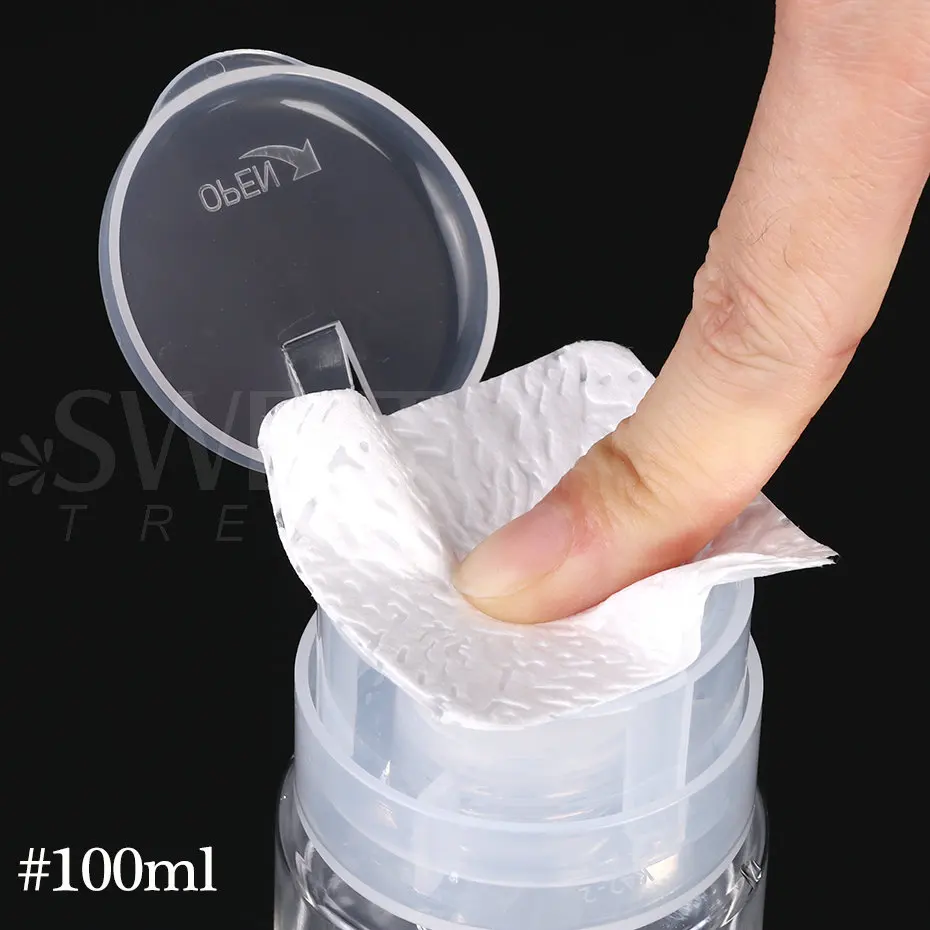 100ml Empty Press Pump Dispenser Manicure Tool Liquid UV Nail Art Gel Polish Clean Acetone Bottle Cleaner Makeup Remover Bottle