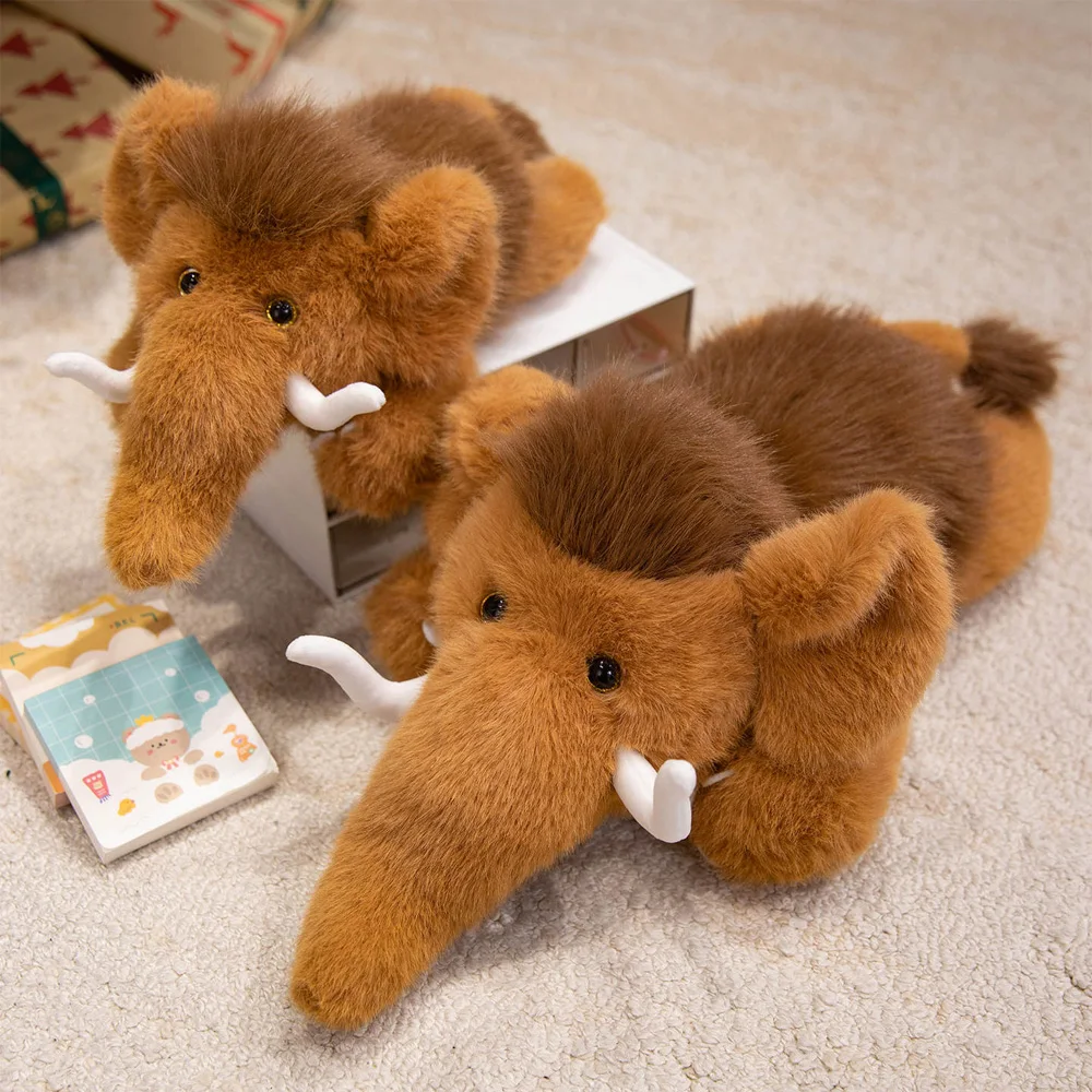Venta al por mayor de juguete de peluche de mamut simulado de vida silvestre, muñecos de mamut de animales de peluche, peluche esponjoso, decoración del hogar, regalo para Navidad y cumpleaños