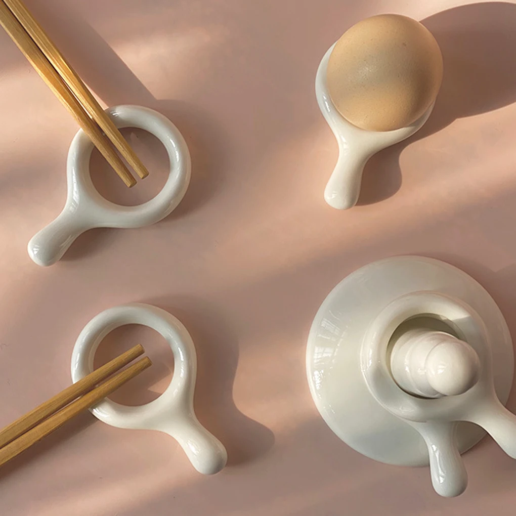 Chopstick Stand Ceramic Material Durable Cylindrical Base Egg Holder Ring