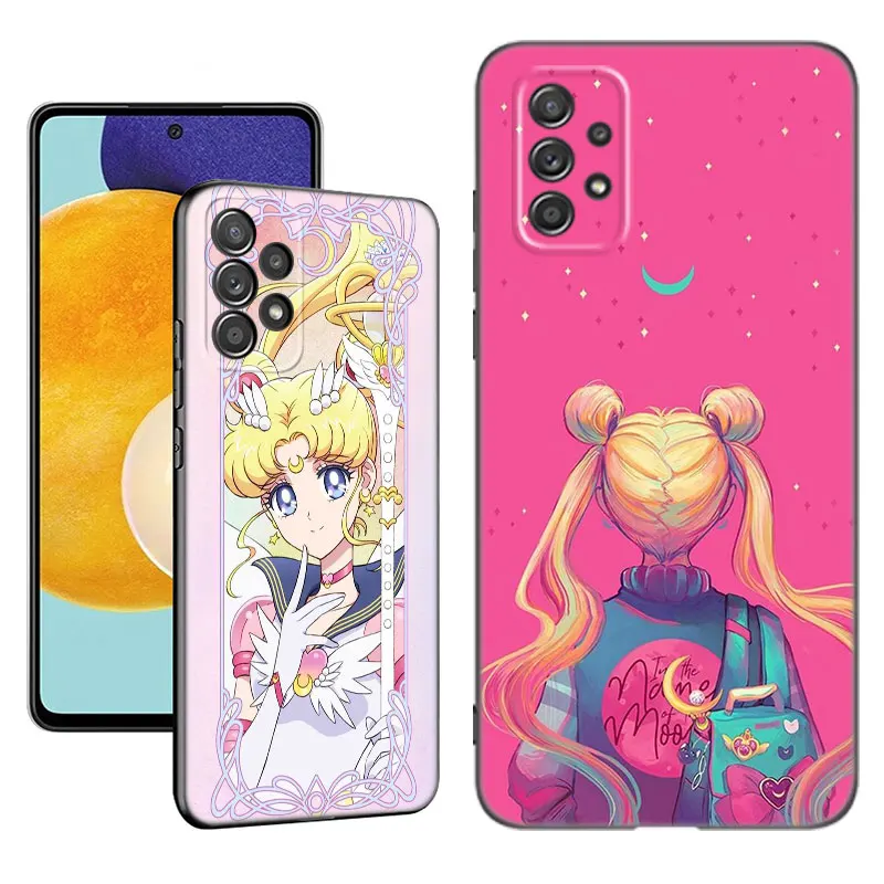 Caixa bonito do telefone de S-Sailor Moon, Samsung A13, A22, A24, A32, 4G, A23, A25, A34, A35, A52S, A53, A54, A55, A73, 5G, A12, A14, A15, A31, A33, A50, A51