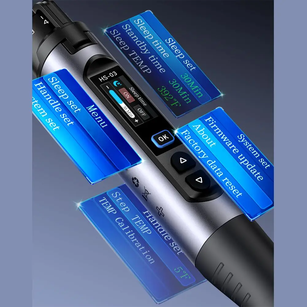 HS-03 Portable Constant Temp Soldering Iron 0.96 IPS Display 2600mAh Battery Support for Indoor Outdoor Soldering
