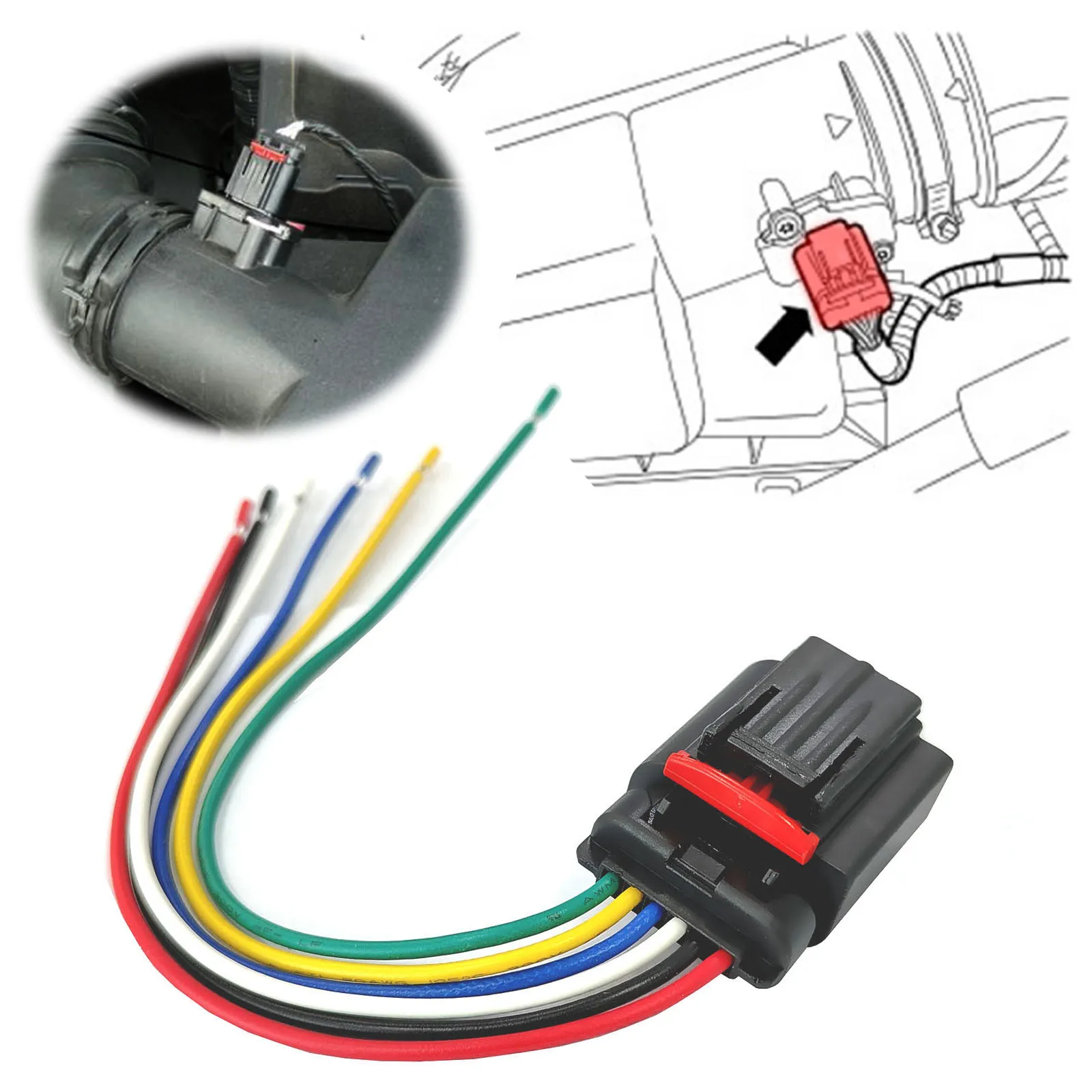 2x Mass Air flow Meter MAF Sensor Connector 6Pin Plug For JAGUAR XF X250 XJ X351 For Land Rover Defender For Citroen Peugeot