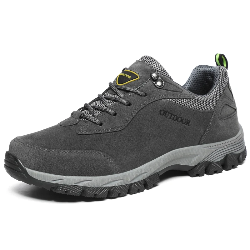 HIKEUP-zapatos de senderismo para hombre, zapatillas de deporte de cuero de gamuza, resistentes al desgaste, tácticas, escalada, Trekking,