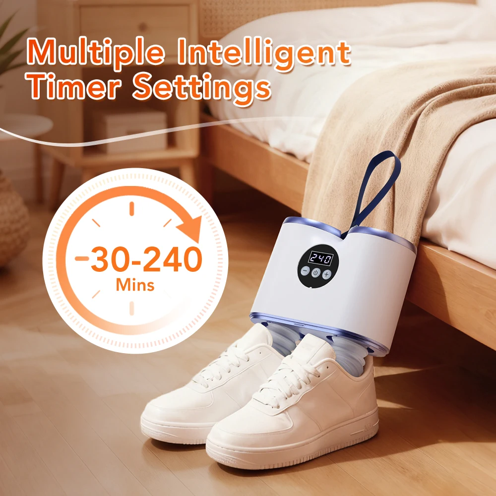 Portable Shoe Dryer with Fan Hot Air Heater Moisture Odor Home Smart Ski Boot Shoes Gloves Socks Fast Drying Machine with Timer