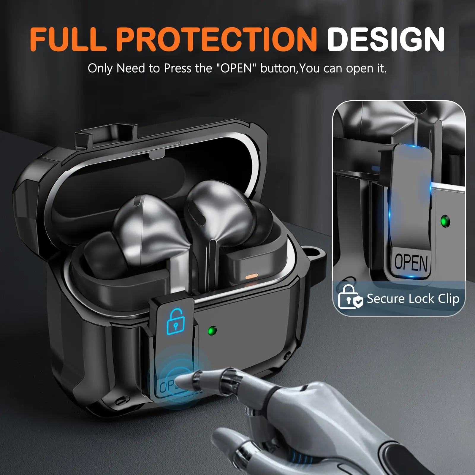 Wireless Charging Case for Samsung Galaxy Buds 3 Pro Magnetic Automatic Lock with Hook Protective Cover New