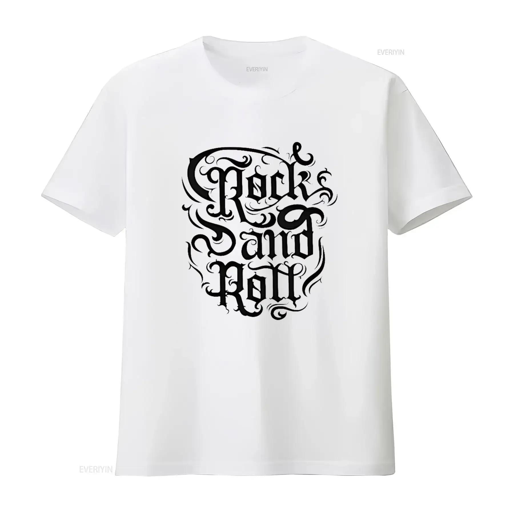 

Rock and Roll Graphic Tee Men Cotton Round Neck Short Sleeve T-Shirt Breathable Casual Top