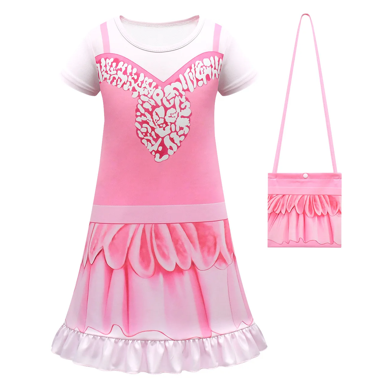 

Kids Girls Anime Cartoon Print Dress Bag Set Outfit Christmas Role Play Halloween Cosplay Costume