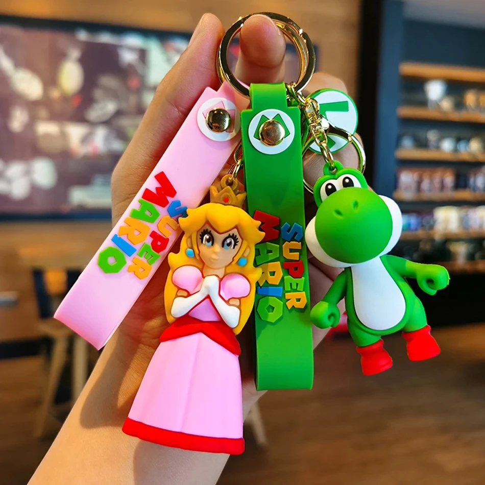 Super Mariod Keychain Mariod Bros Luigi Toad Yoshi Bowser Action Figure Model PVC Cartoon Bag Doll Pendant Toys Gift